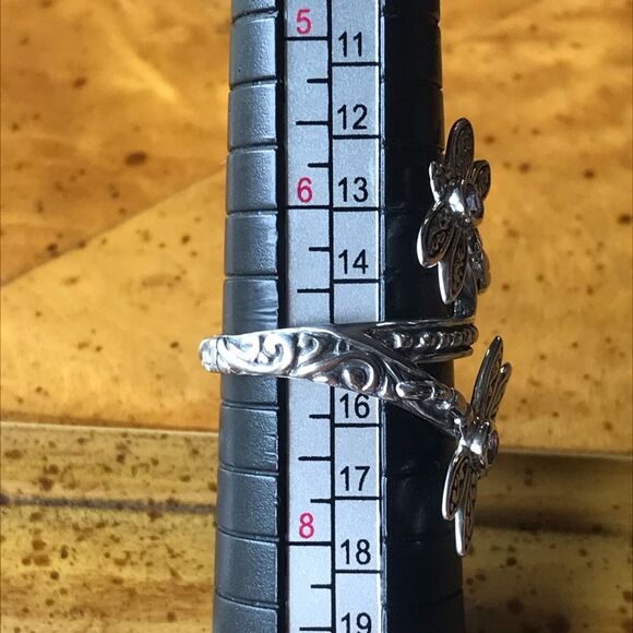 Madagascar Pink Sapphire Sterling Silver Dragonfly Ring Size 7 - Picture 5 of 7